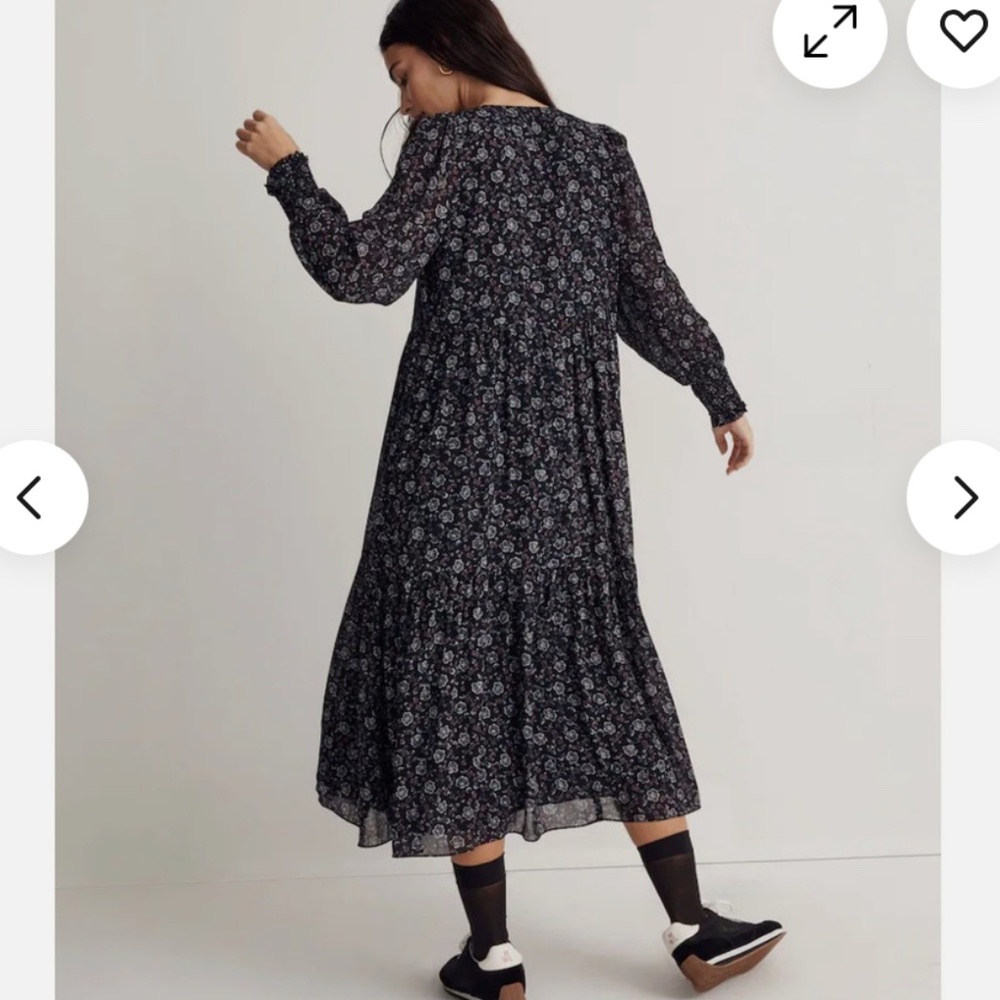 Madewell Albertine V-neck Tiered Midi Dress - Georgette Size Small - Picture 4 of 4